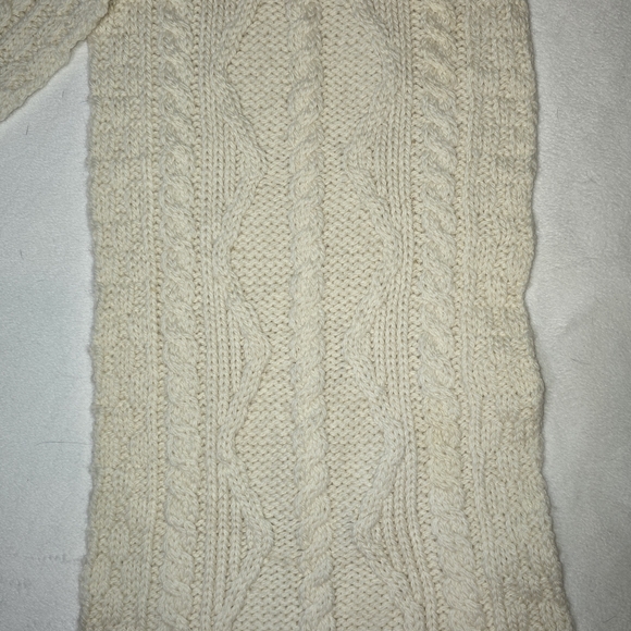 Aran Crafts Merino Wool Cream Cable Knit Scarf Fisherman Style Made In Ireland - Picture 3 of 6